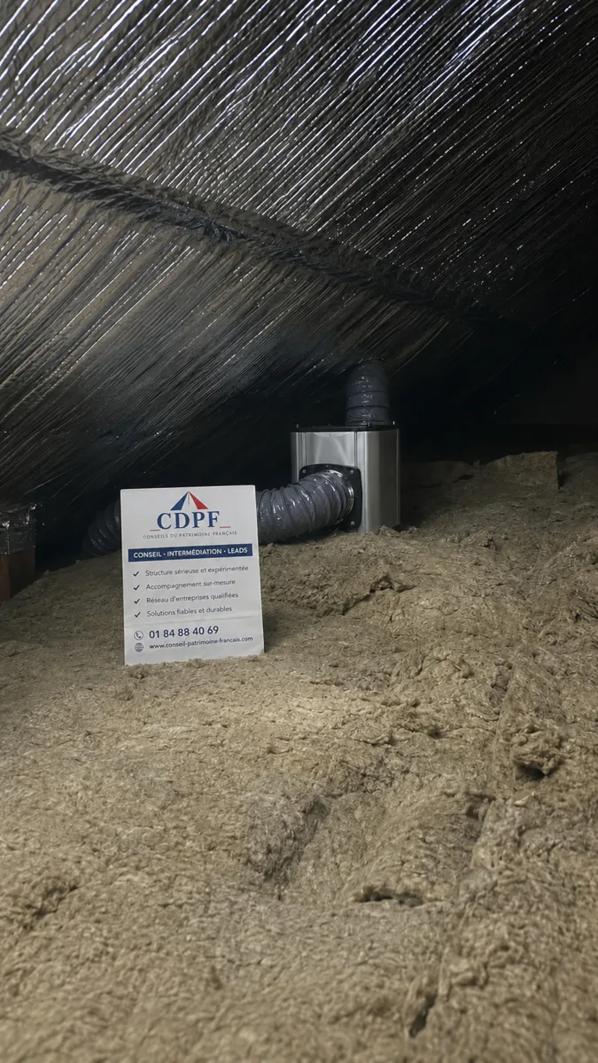 Système de ventilation installé dans les combles isolés